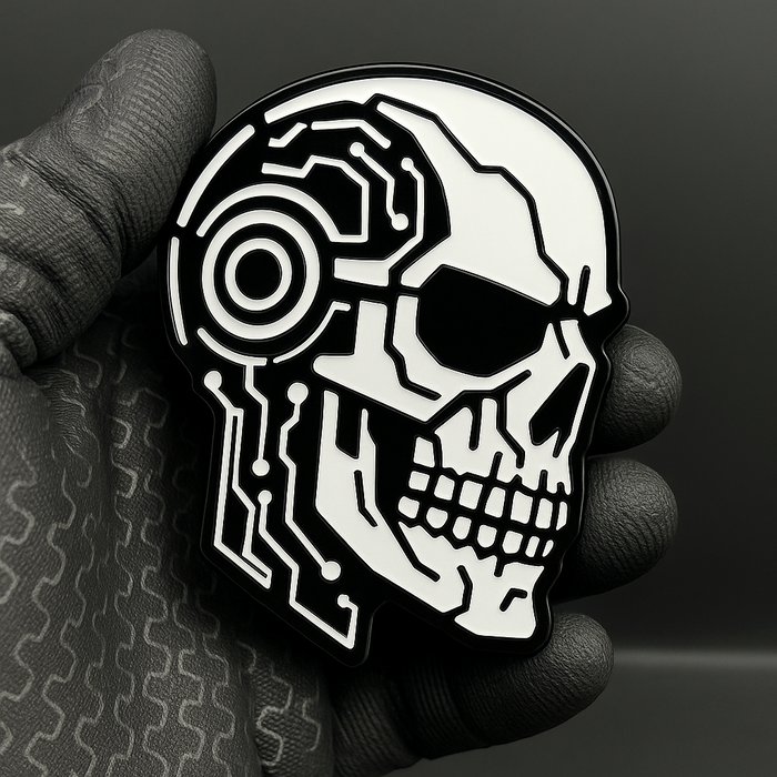1PCS CYBER SKULL Emblem – 3D Acrylic Tailgate or Fender Badge for Truck SUV Car