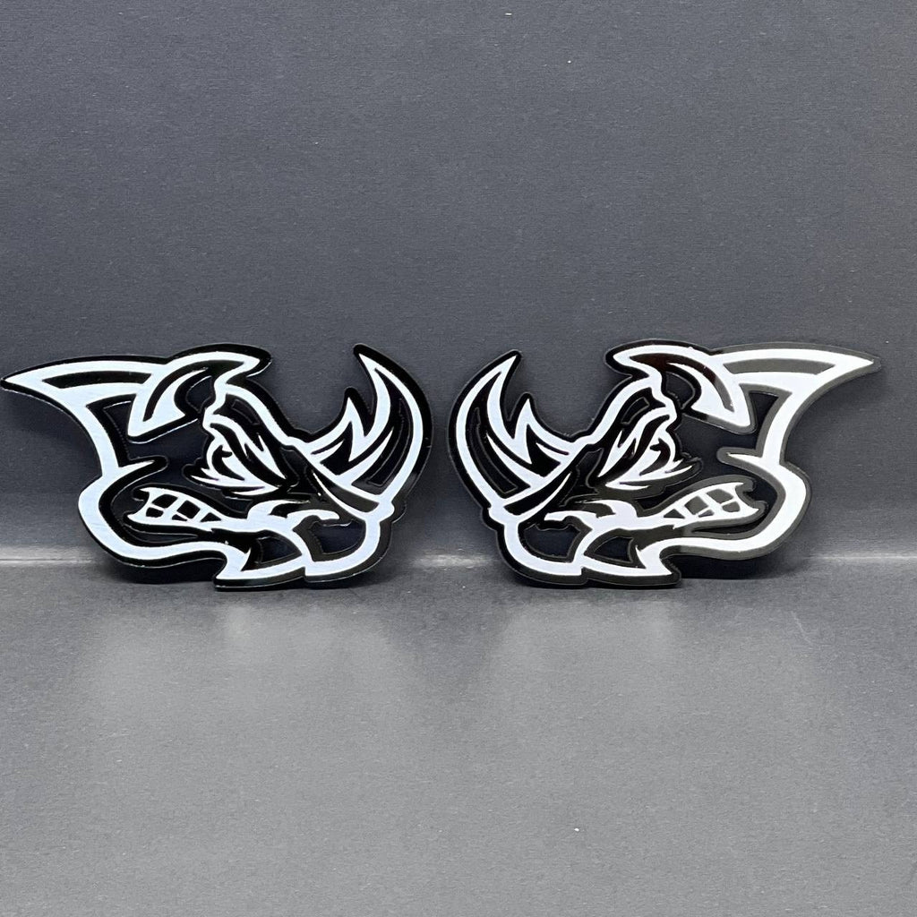 Rhino Badges – 2PCS Angry 3D Emblems for Car Truck Fender Decal