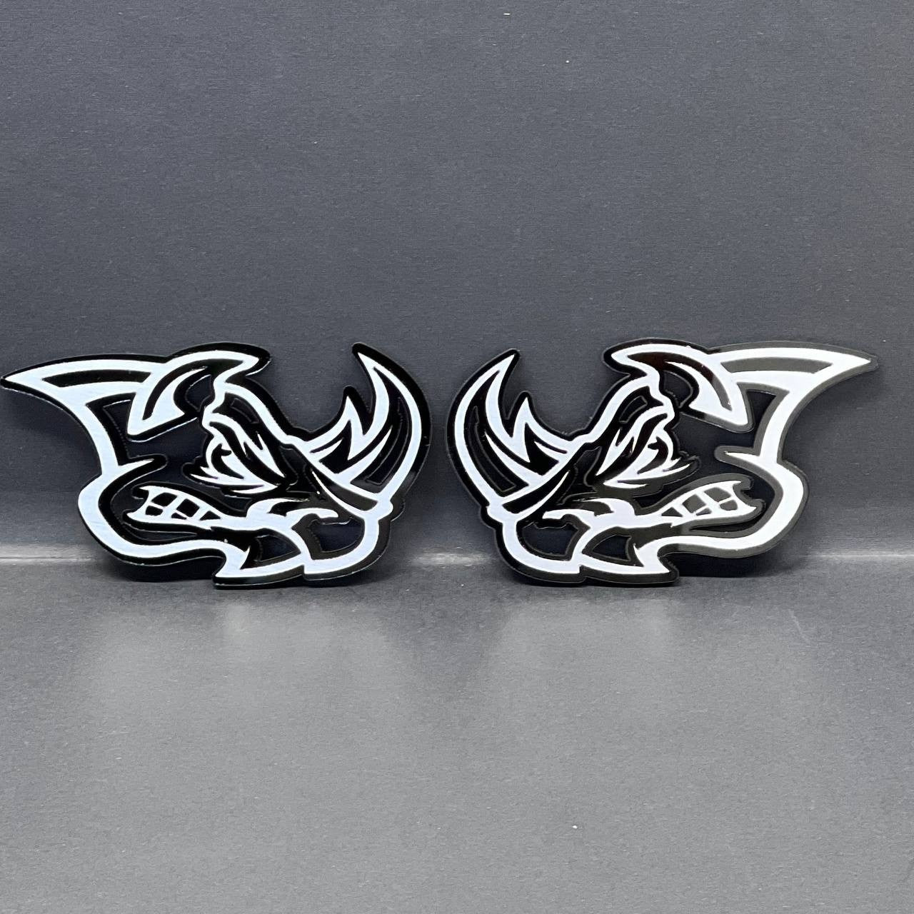Rhino Badges – 2PCS Angry 3D Emblems for Car Truck Fender Decal