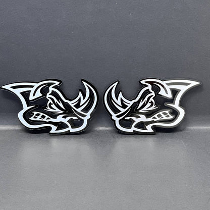 Rhino Badges – 2PCS Angry 3D Emblems for Car Truck Fender Decal