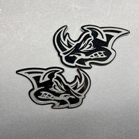 2pcs Rhino Badges Emblem Black Mate Black BADGES Fender Angry Agressive Raging