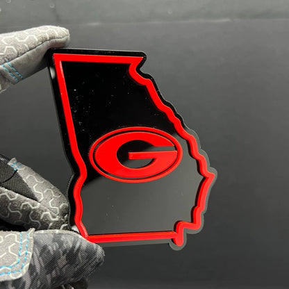 1PC Georgia Bulldogs Emblem – 3D Multicolor Acrylic Car & SUV Badge