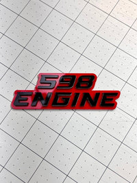 598 ENGINE EMBLEMS QTY 2 FENDER EXTERIOR 598 ENGINE BADGE PAIR 3D ACRYLIC DECAL