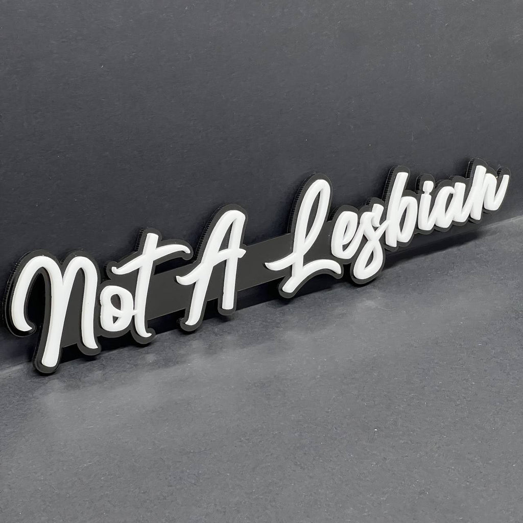 1PC Not a Lesbian 3D Emblem – Funny Fender or Tailgate Badge for Car or Truck
