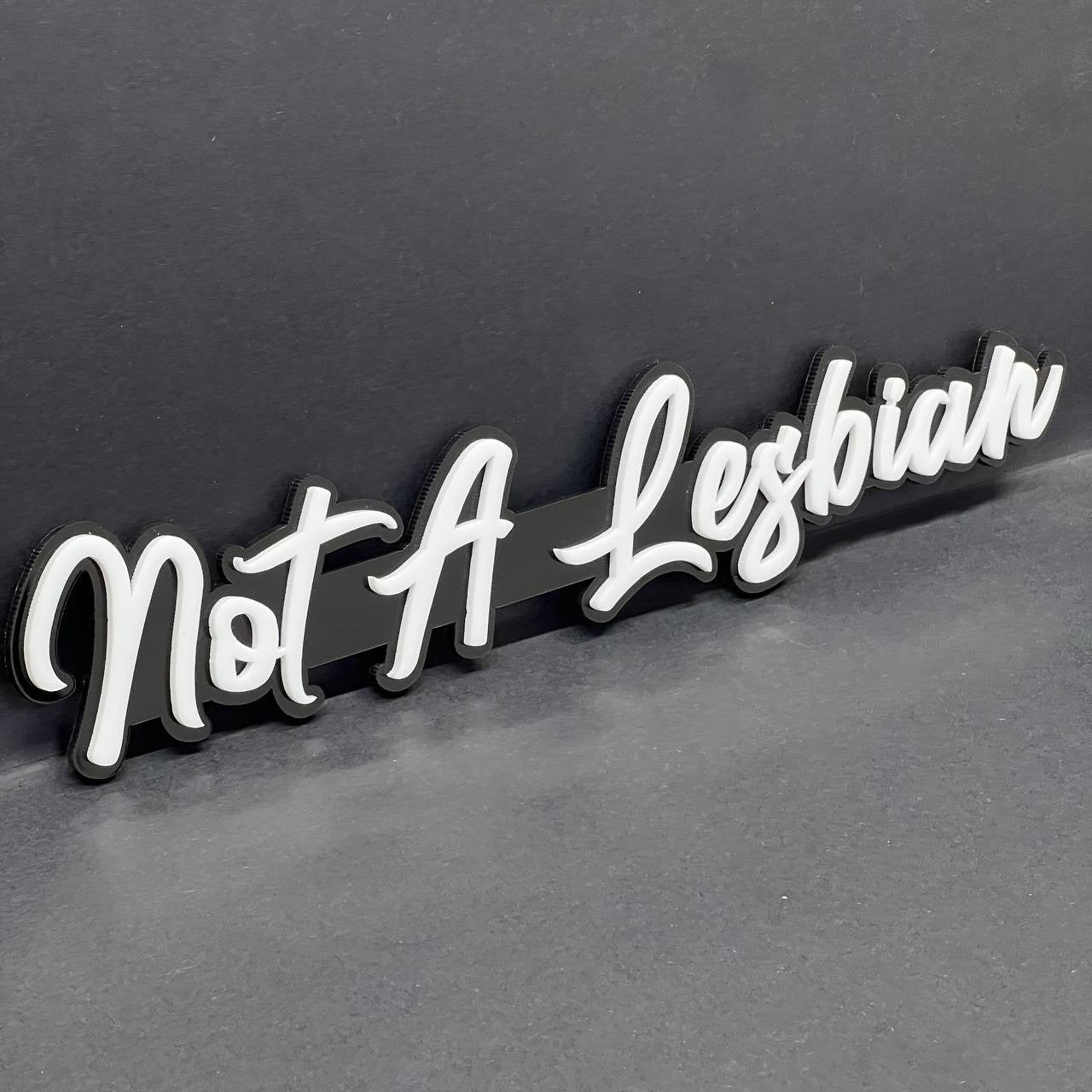 1PC Not a Lesbian 3D Emblem – Funny Fender or Tailgate Badge for Car or Truck