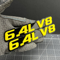 1PC 6.4L V8 Emblem – 3D Acrylic Multicolor Fender or Tailgate Car Badge Decal