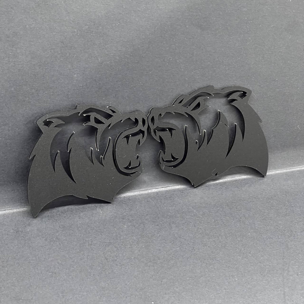 Bear Emblem Badge for Car Truck, Set of 2 Angry Aggressive Fender Badges