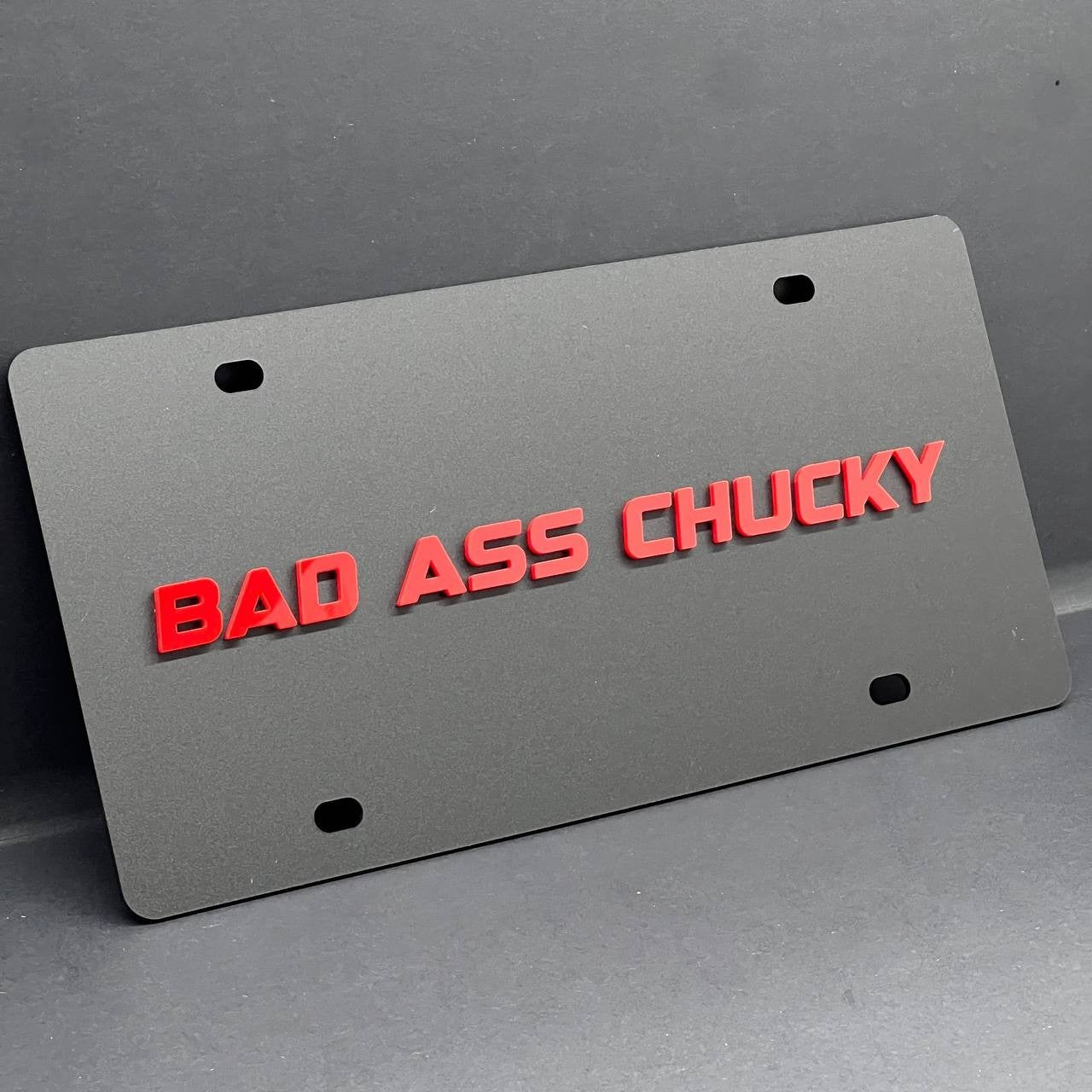 BAD ASS Black License plate Personalized Acrylic 12x6 License Plate