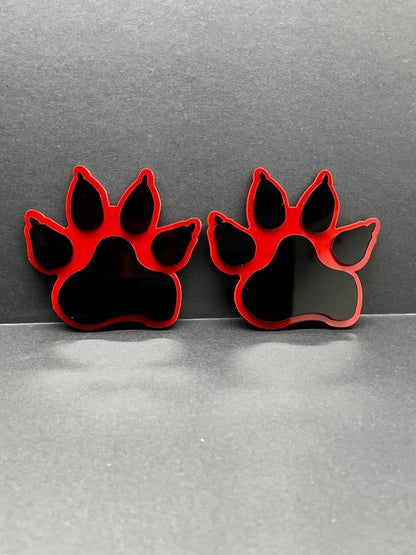 2x Red Fender Dog Paw Emblem Badge Logo for Ford Bronco Truck Sport Offroad 4x4