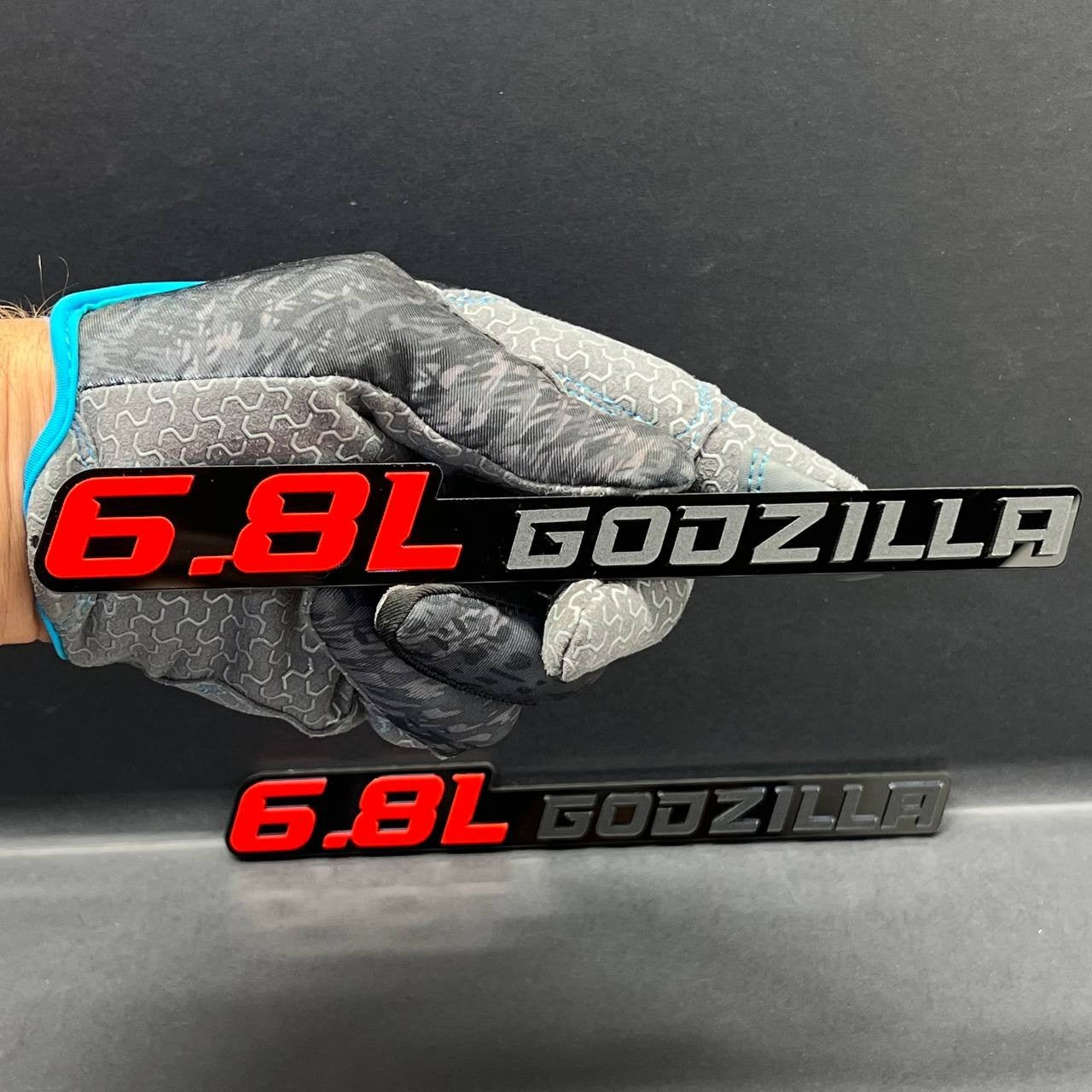 6.8L GODZILLA EMBLEMS QTY 2 FENDER EXTERIOR 6.8L ENGINE BADGE PAIR 3D EMBLEMS