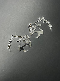 Mirror Wolf Badges Emblem Car/Truck, (2) BADGES, Fender Angry Agressive Raging