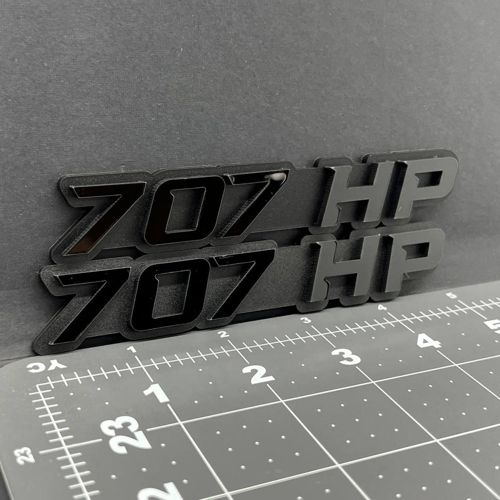 2PCS 707HP Emblems – 3D Acrylic Fender Engine Badge Pair for Car Truck SUV