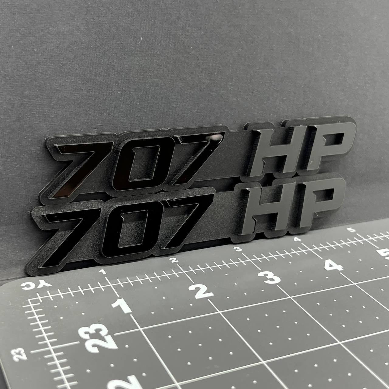 2PCS 707HP Emblems – 3D Acrylic Fender Engine Badge Pair for Car Truck SUV