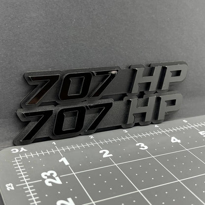 2PCS 707HP Emblems – 3D Acrylic Fender Engine Badge Pair for Car Truck SUV