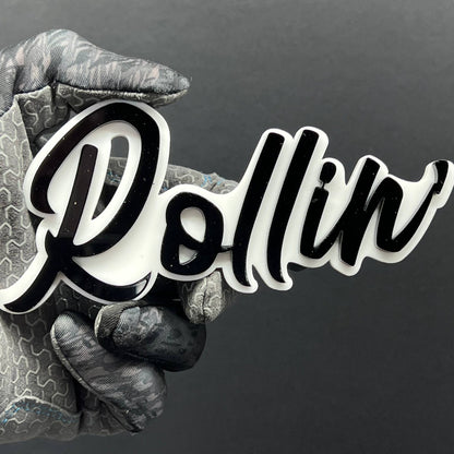 1pcs Rollin 3D Emblem – Multicolor Acrylic Car Badge for Fender & Trunk