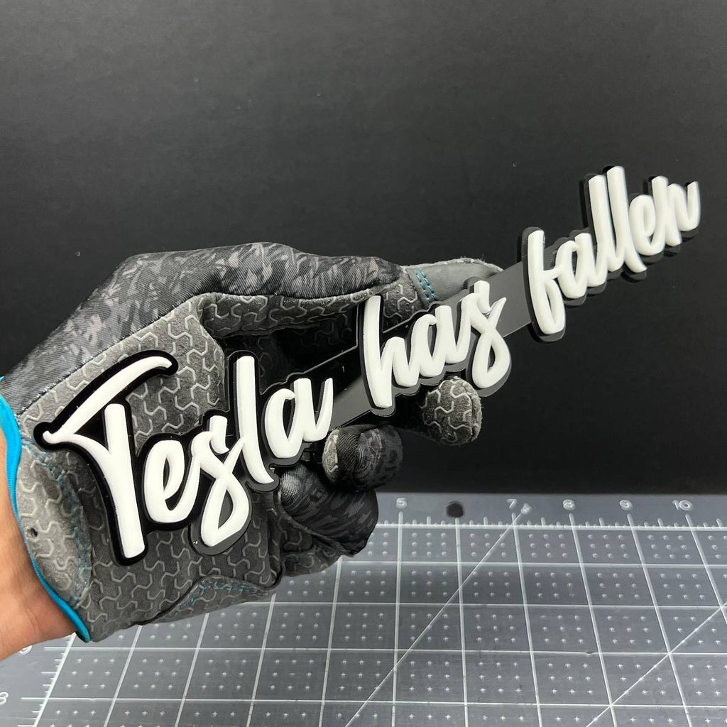 1x Tesla Has Fallen Badge Multicolor 3D Acrylic Emblem for Car Fender & Tailgate