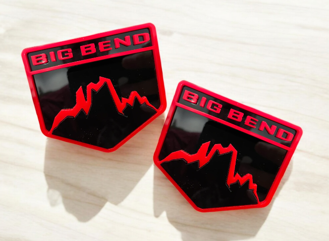 2 Red Fender Big Bend Emblem Badge Logo for Ford Bronco Truck Sport Offroad 4x4
