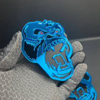 2PCS Gorilla Mirror blue Emblem Badges – Angry Fender Decals for Car/Truck