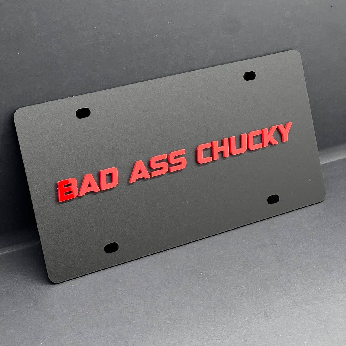 BAD ASS Black License plate Personalized Acrylic 12x6 License Plate