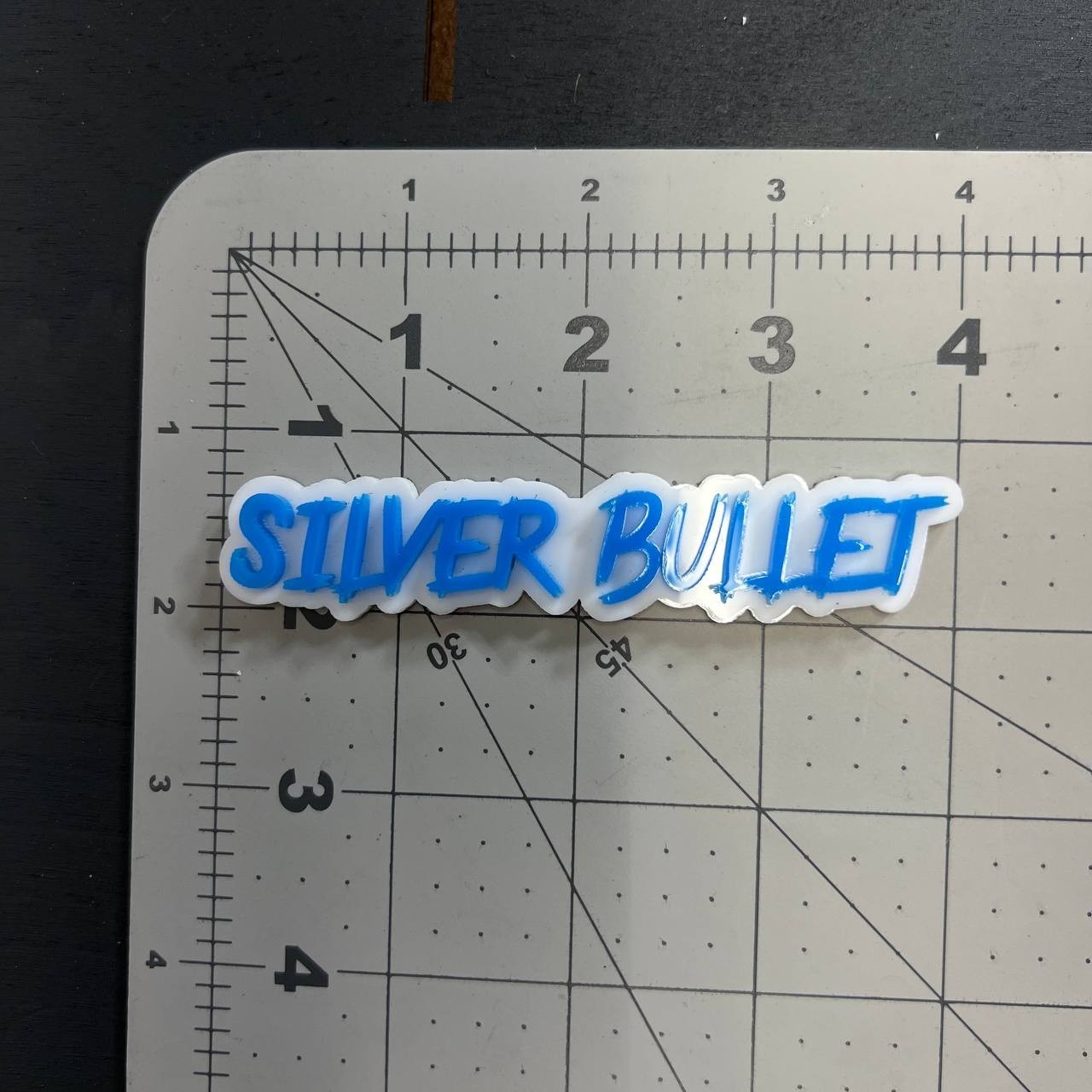 1PC Silver Bullet Emblem – 3D Multicolor Acrylic Car Fender Tailgate Badge