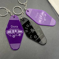Personalized Hotel Key Tag – Black Keychain with Custom Logo & Room Number