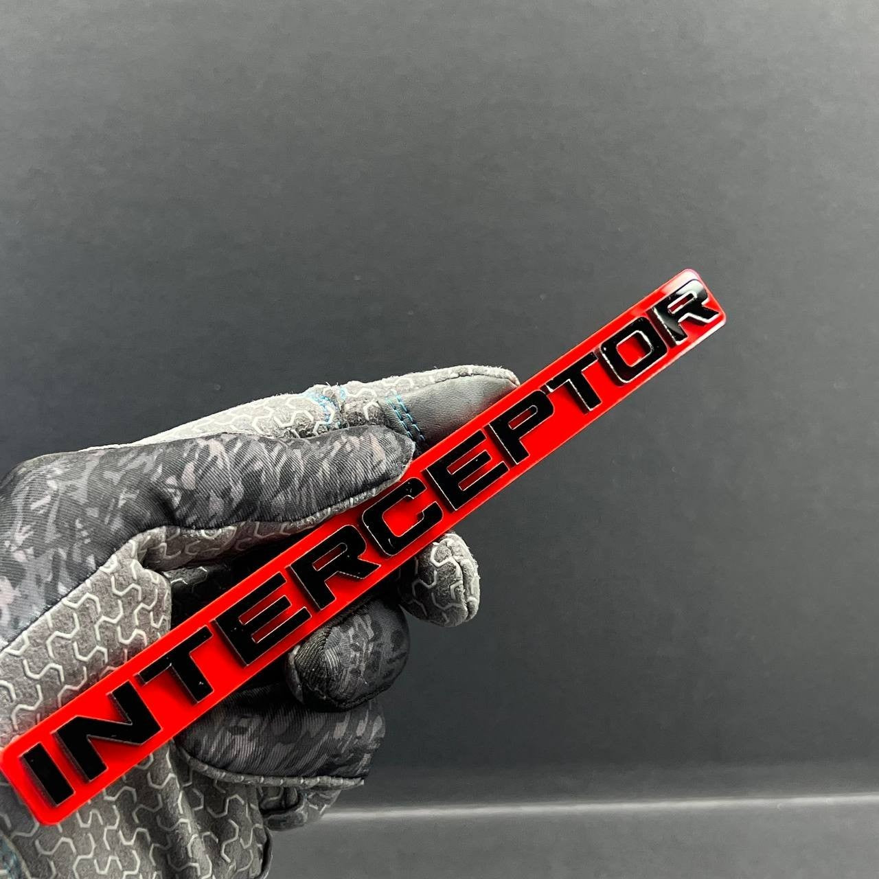 1pc INTERCEPTOR 3D Emblem Badge – Acrylic Car, SUV & Truck Fender/Tailgate Decal