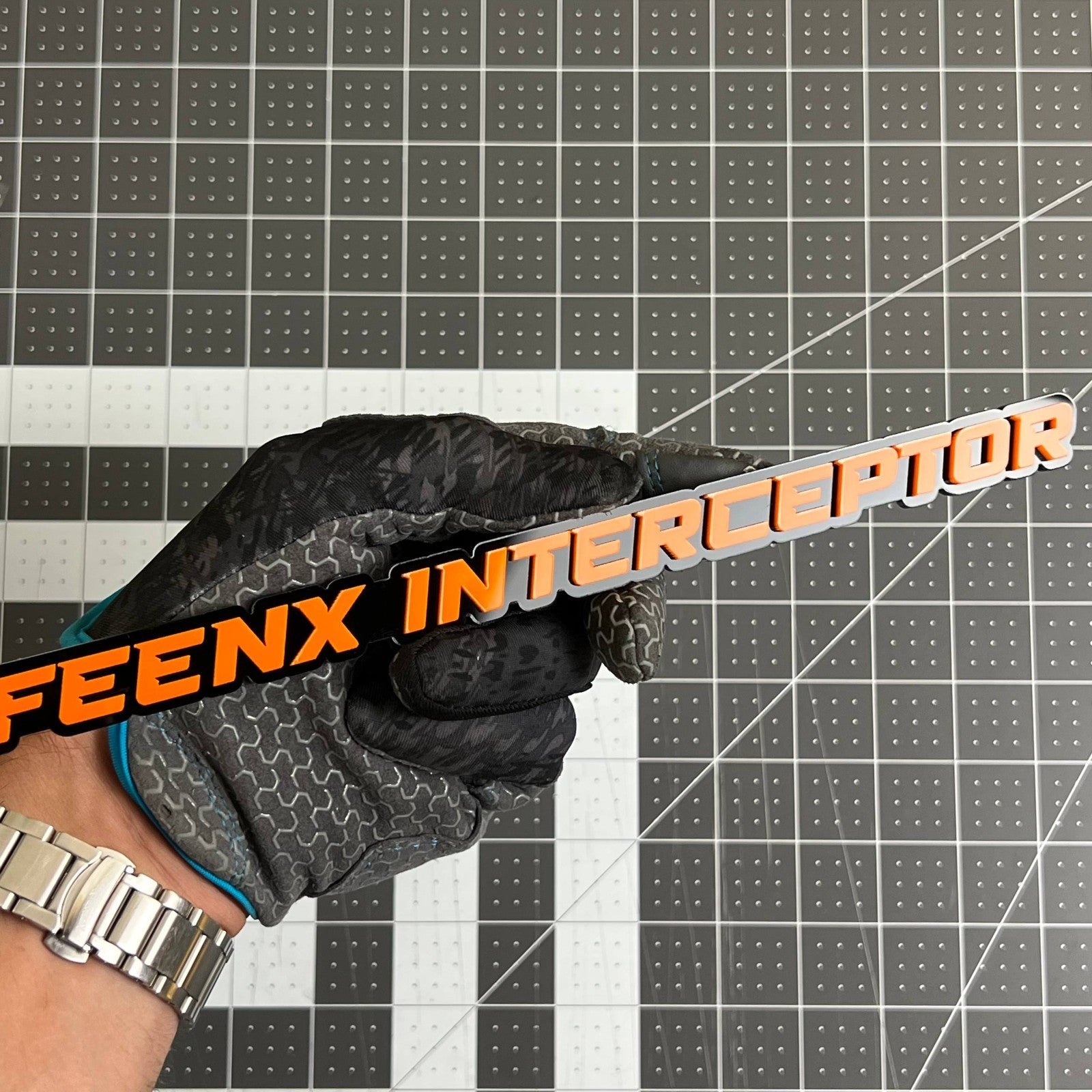 1PCS FEENX INTERCEPTOR Emblem – Durable 3D Multicolor Acrylic Car Exterior Badge