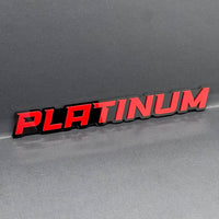 1PC PLATINUM Emblem – Red on Black 3D Acrylic Fender or Tailgate Badge for Car