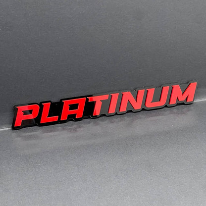 1PC PLATINUM Emblem – Red on Black 3D Acrylic Fender or Tailgate Badge for Car