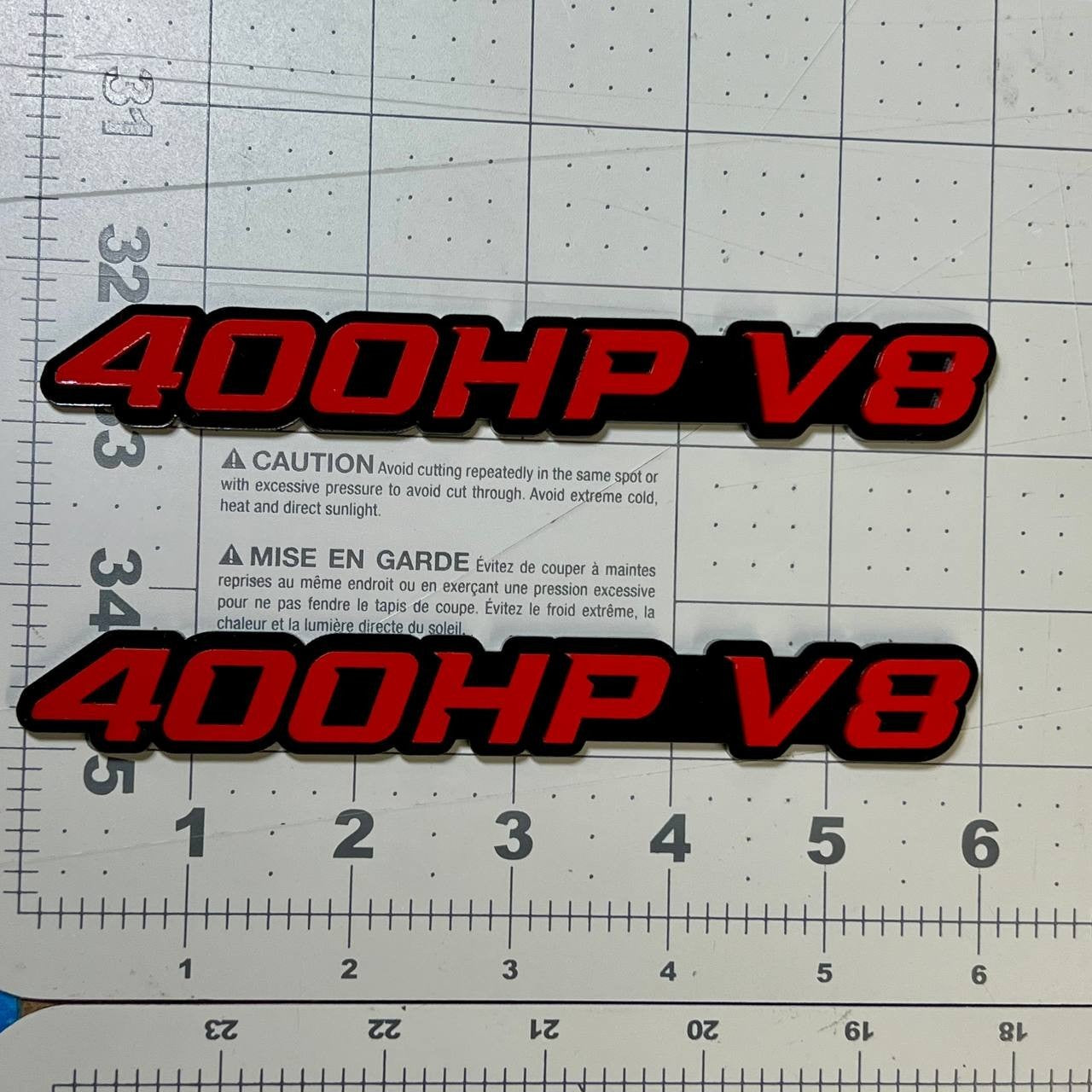 2PCS 400HP V8 Emblems – 3D Acrylic Engine Fender Badges 400HP V8 Pair Decals