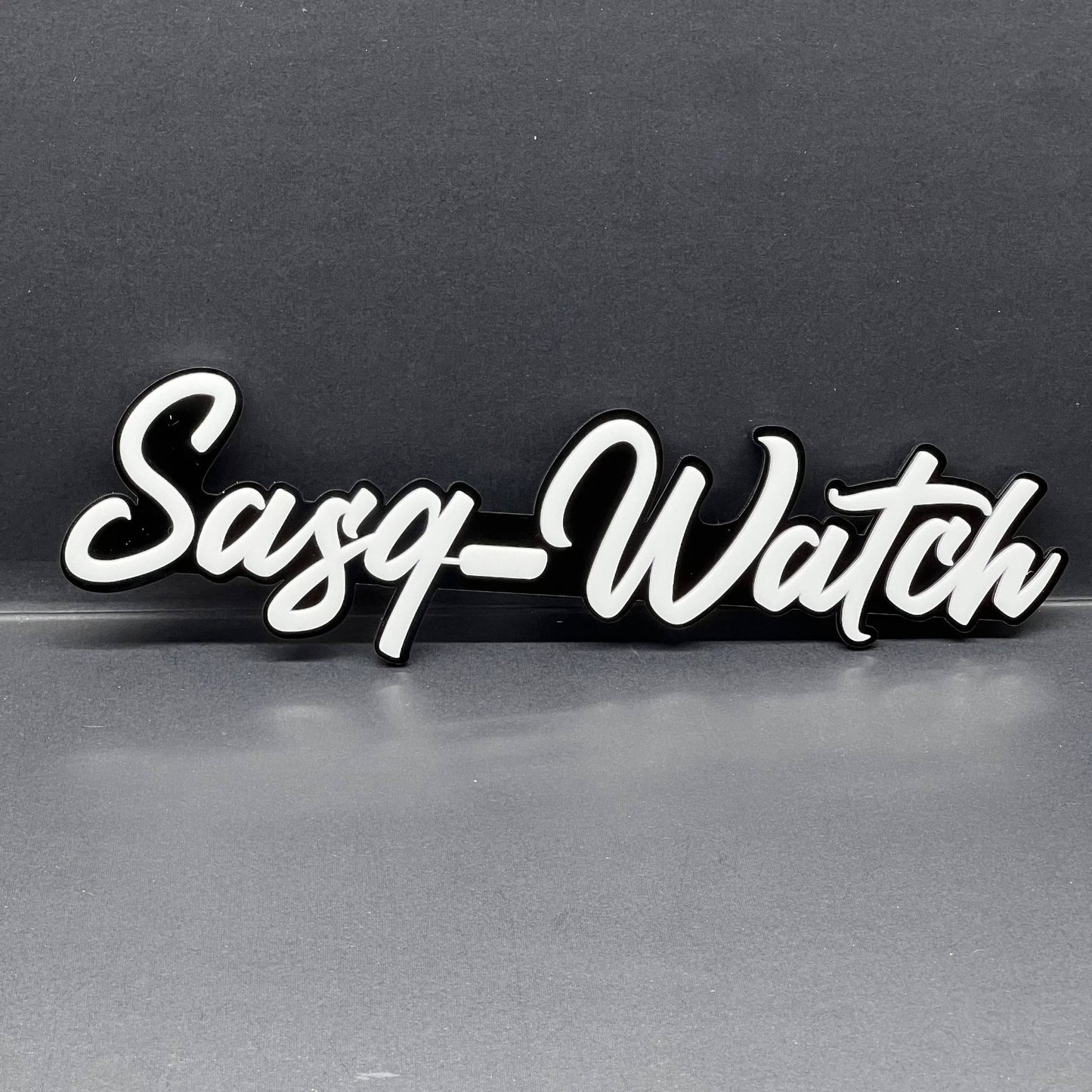 1PCS SASQ-WATCH Emblem – Custom 3D Multicolor Acrylic Car Exterior Badge