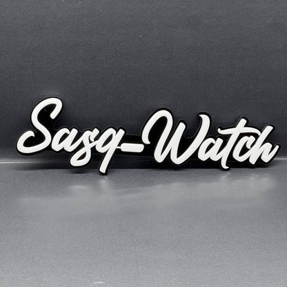 1PCS SASQ-WATCH Emblem – Custom 3D Multicolor Acrylic Car Exterior Badge