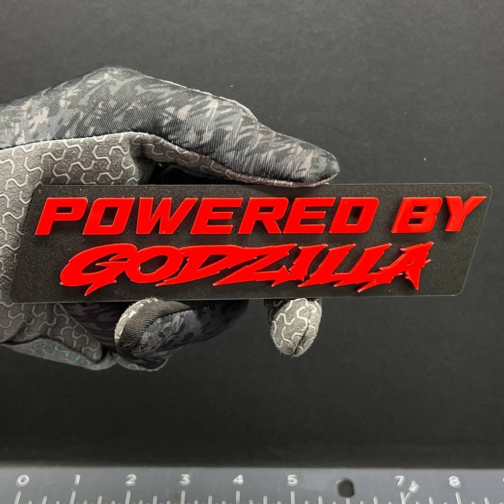 1PC POWERED BY GODZILLA Emblem – 3D Exterior Badge Decal for Trunk Fender Door