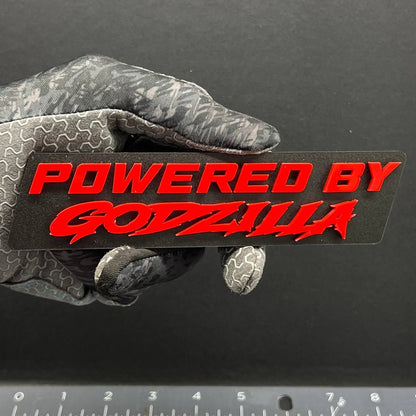 1PC POWERED BY GODZILLA Emblem – 3D Exterior Badge Decal for Trunk Fender Door