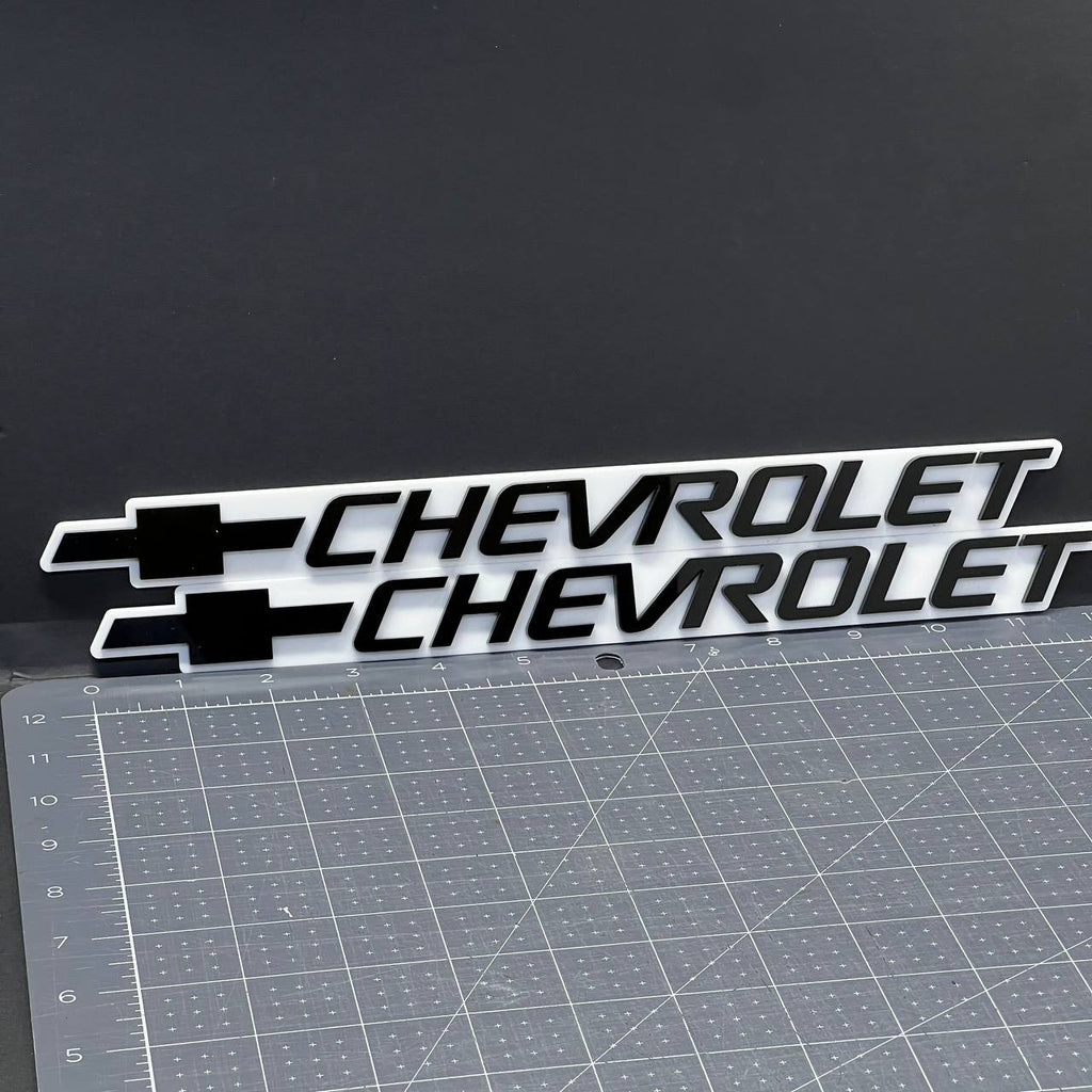 2PCS Chevrolet Emblem Badge – White & Black 3D Car Fender & Trunk Decals