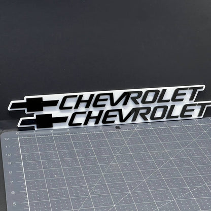 2PCS Chevrolet Emblem Badge – White & Black 3D Car Fender & Trunk Decals