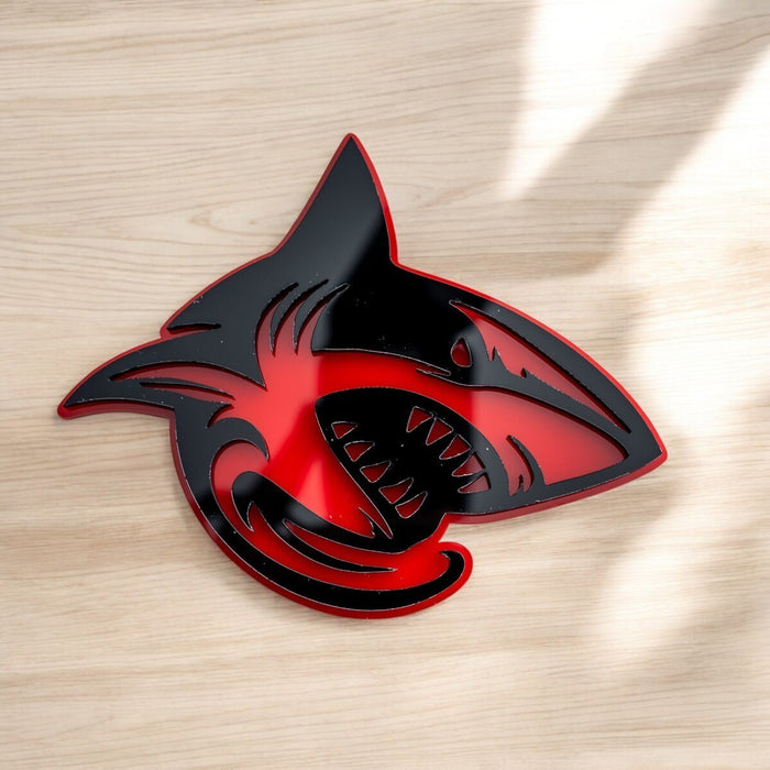 2PCS Shark Emblem Badges Car Truck Fender Angry Aggressive Racing Style Decal