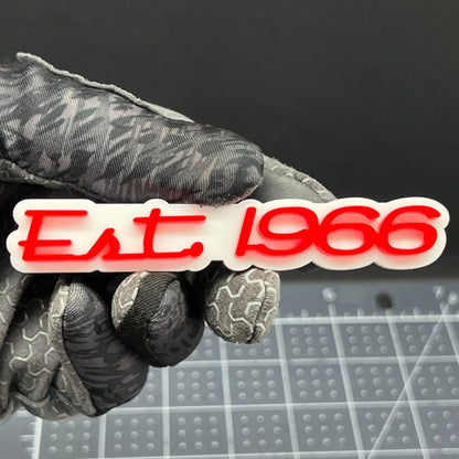 1PC EST 1966 Emblem – 3D Acrylic Tailgate Badge Decal for Car, Truck, SUV