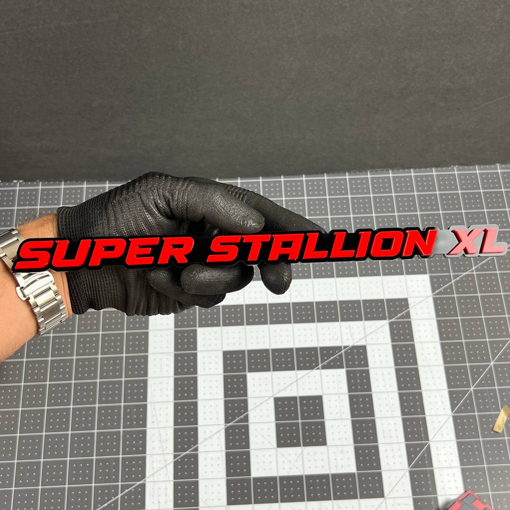 1PC SUPER STALLION XL Emblem – Custom 3D Multicolor Acrylic Car Badge