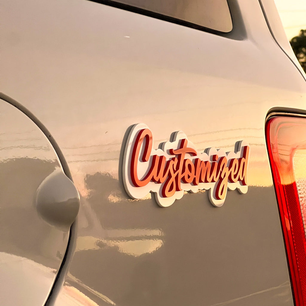 Custom Car Name Emblem Badge - Customized Text Names