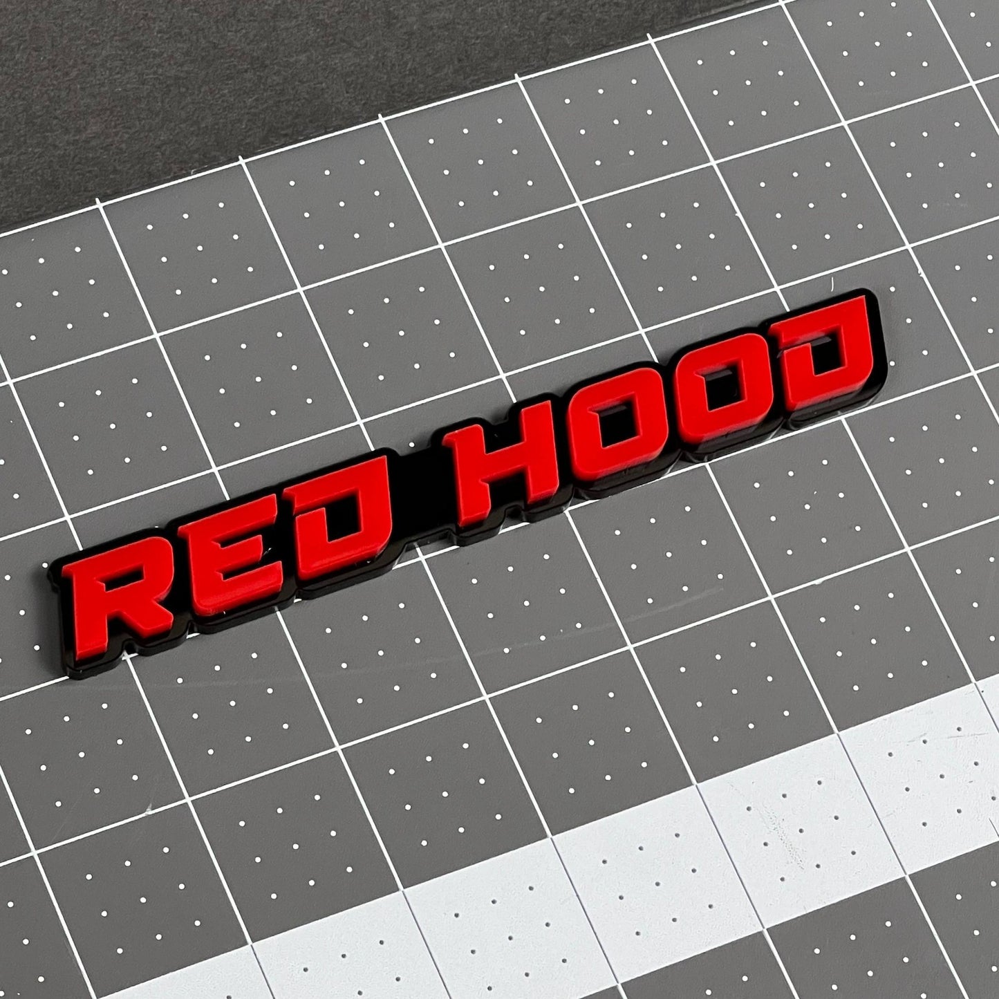 1PC RED HOOD Emblem – Custom 3D Multicolor Acrylic Badge for Car & SUV