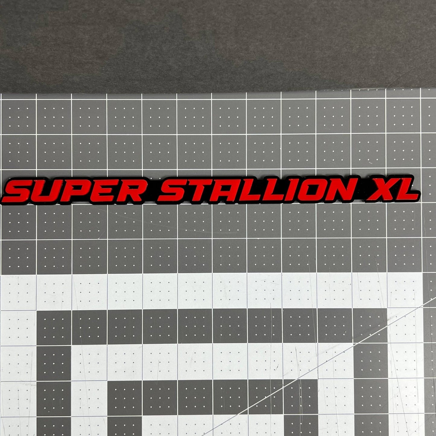 1PC SUPER STALLION XL Emblem – Custom 3D Multicolor Acrylic Car Badge
