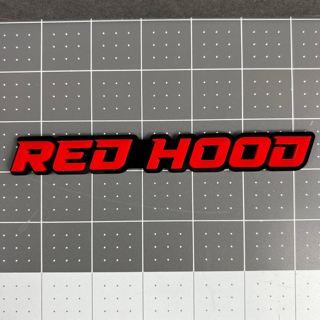 1PC RED HOOD Emblem – Custom 3D Multicolor Acrylic Badge for Car & SUV