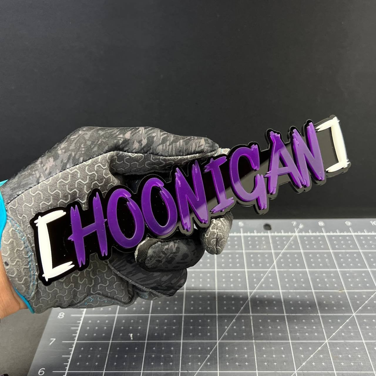 HOONIGAN 3D Emblem Set – 2PCS Multicolor Acrylic JDM Drift Car Fender Decals
