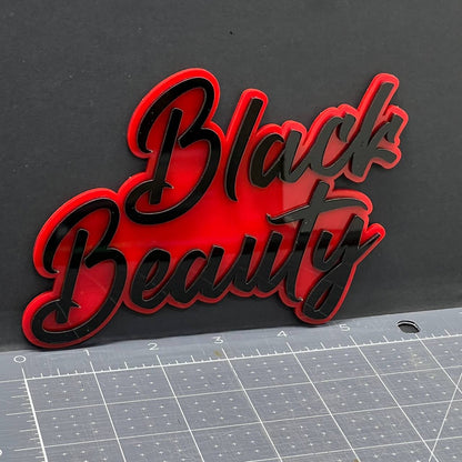 1PC Black Beauty 3D Emblem – Custom Acrylic Car Fender Trunk Badge Decal