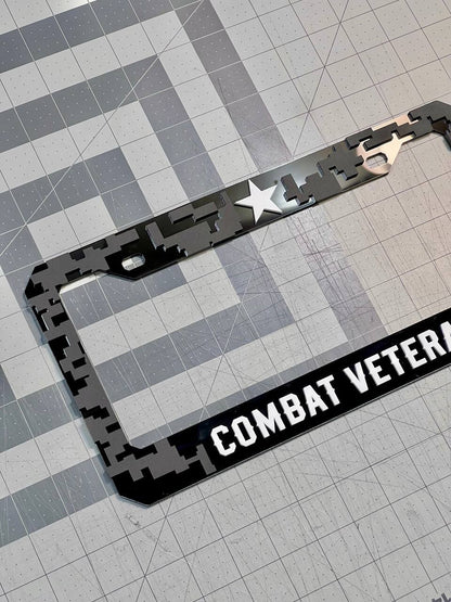 COMBAT VETERAN Black License Plate Frame Cover, Frame, car frame