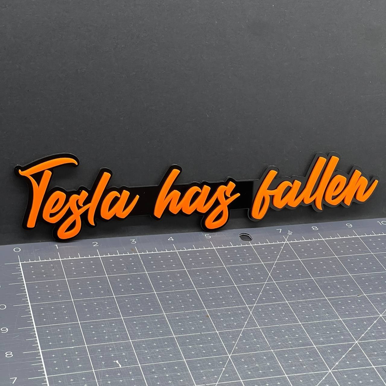 1x Tesla Has Fallen Logo Emblem Custom 3D Multicolor Acrylic Fender Trunk Badge
