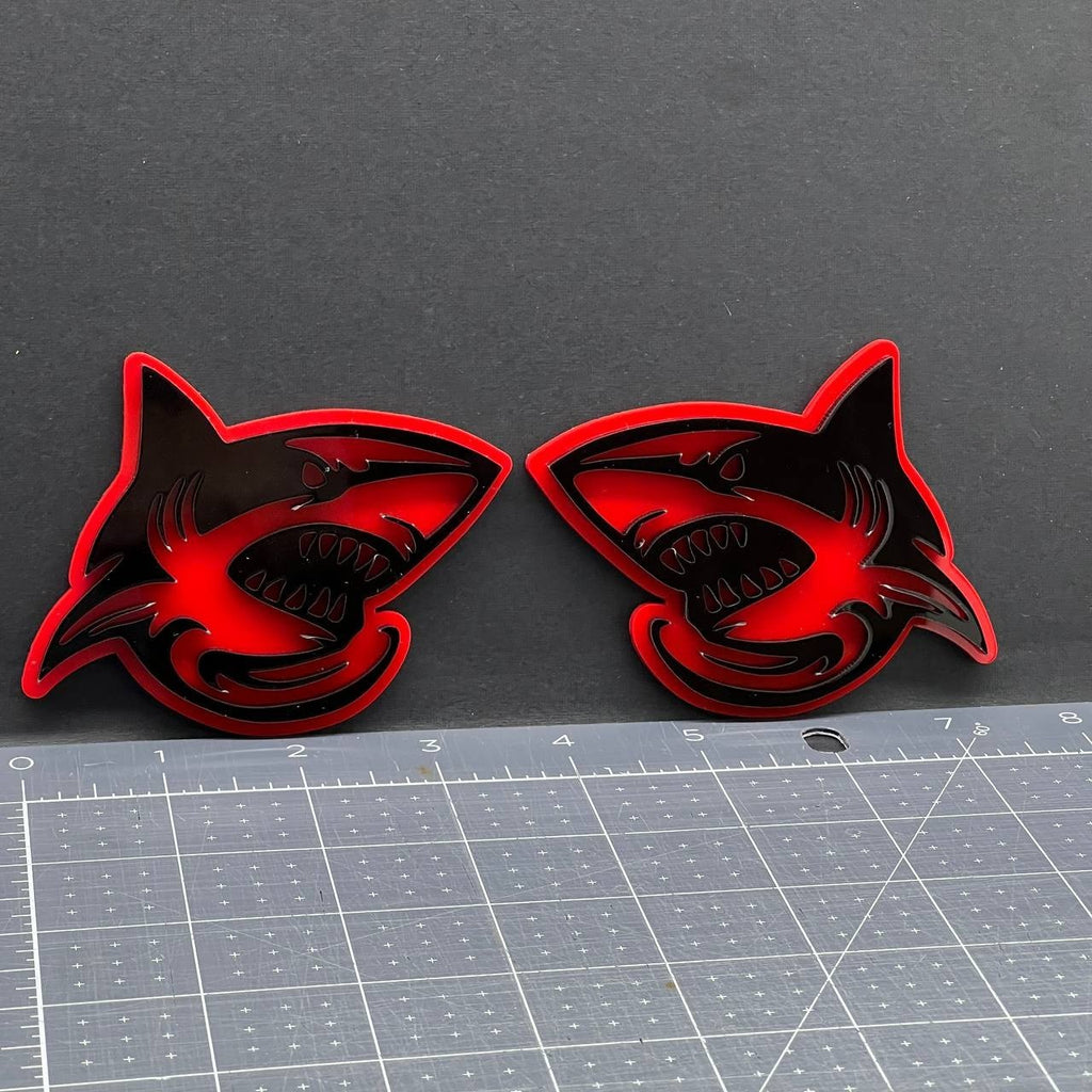 2PCS Shark Emblem Badges – 3D Aggressive Racing Style Car & Truck Fender Decals