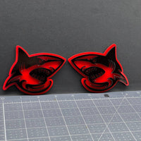2PCS Shark Emblem Badges – 3D Aggressive Racing Style Car & Truck Fender Decals