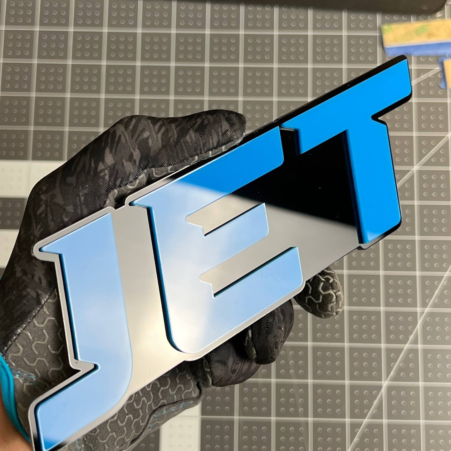 1PCS JET Emblem – Durable 3D Multicolor Acrylic Car Exterior Badge